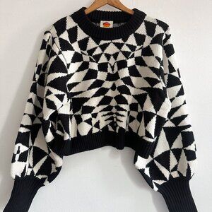 FARM Rio Heart Deco Knit Sweater Medium NWT